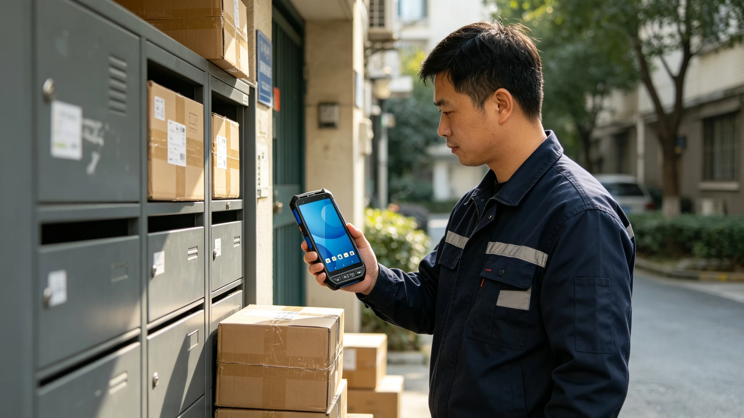 Handheld scanner for courier parcel delivery scanning